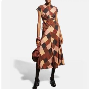 A.L.C. Amira Cutout Ruched Color-block Silk Dress